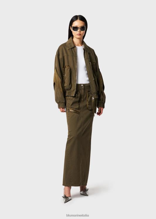 Blumarine donne bomber in toro con inserti in raso abbigliamento 0L44T181