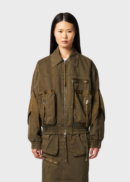 Blumarine donne bomber in toro con inserti in raso abbigliamento 0L44T181