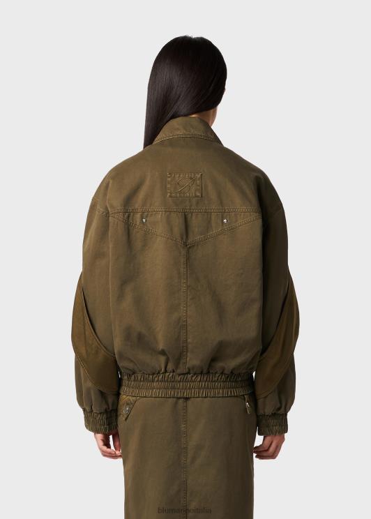 Blumarine donne bomber in toro con inserti in raso abbigliamento 0L44T181