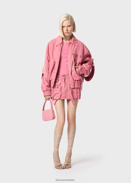 Blumarine donne bomber in toro con inserti in raso abbigliamento 0L44T182