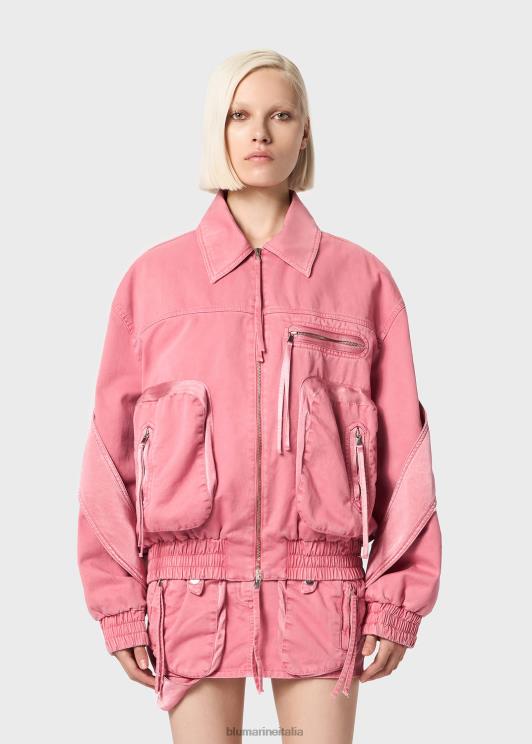 Blumarine donne bomber in toro con inserti in raso abbigliamento 0L44T182