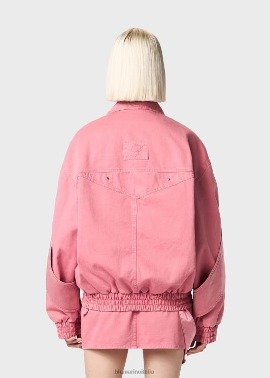 Blumarine donne bomber in toro con inserti in raso abbigliamento 0L44T182