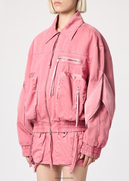 Blumarine donne bomber in toro con inserti in raso abbigliamento 0L44T182