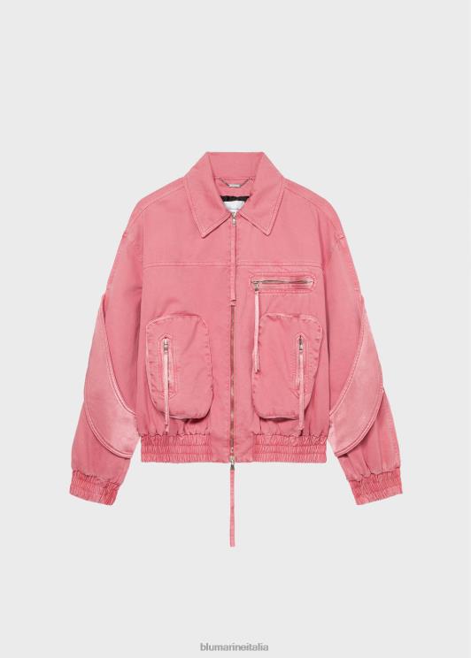 Blumarine donne bomber in toro con inserti in raso abbigliamento 0L44T182