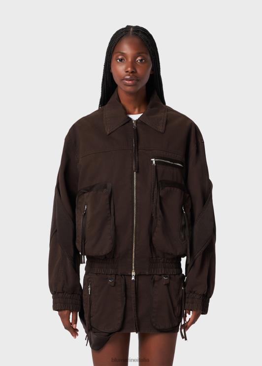 Blumarine donne bomber in toro con inserti in raso abbigliamento 0L44T183