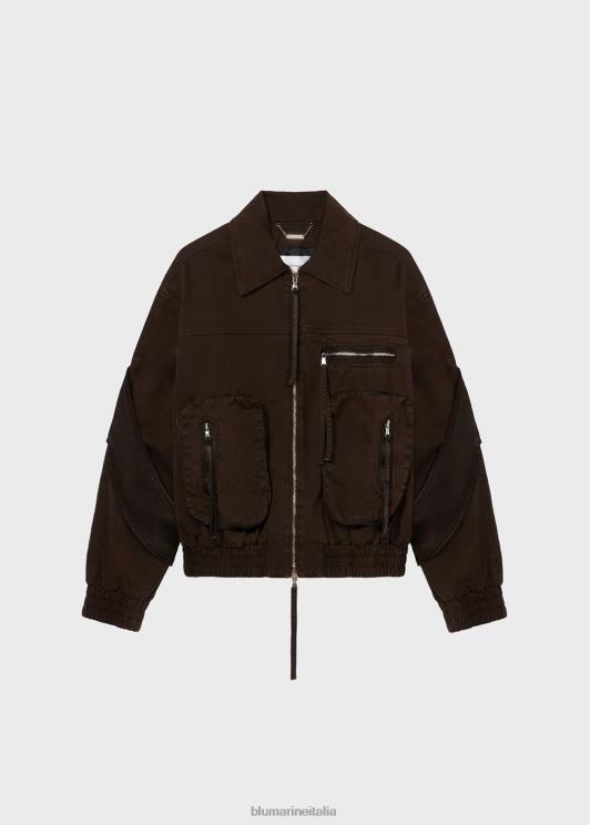 Blumarine donne bomber in toro con inserti in raso abbigliamento 0L44T183