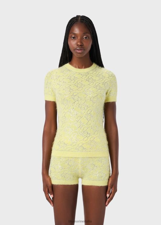 Blumarine donne Maglia con monogramma b ricamato in strass abbigliamento 0L44T114