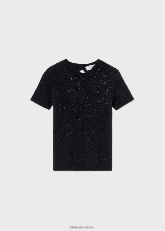 Blumarine donne Maglia con monogramma b ricamato in strass abbigliamento 0L44T115