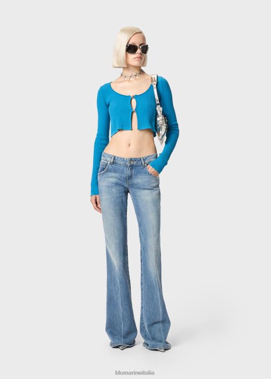 Blumarine donne cardigan cropped con monogramma b abbigliamento 0L44T108