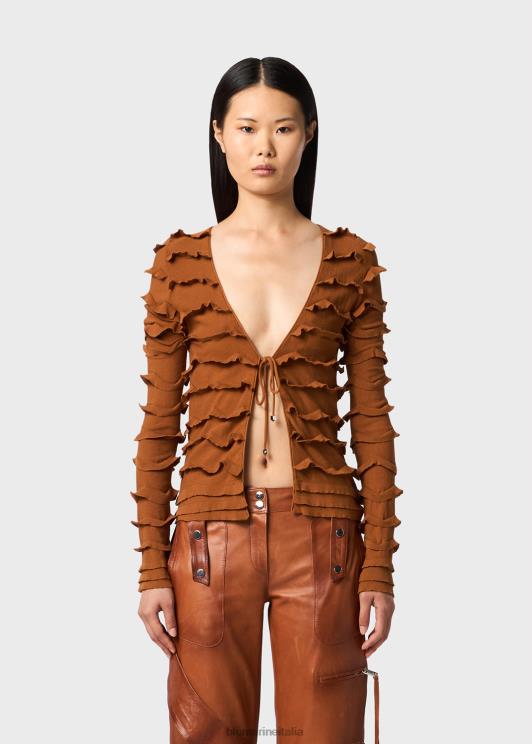 Blumarine donne cardigan lavorato a maglia con volant abbigliamento 0L44T119