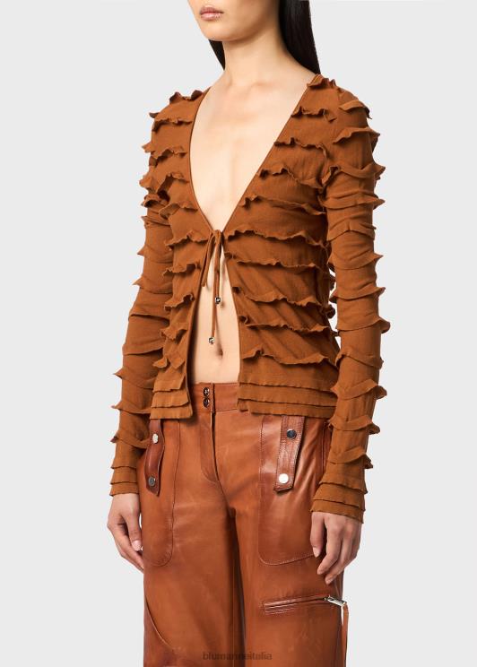 Blumarine donne cardigan lavorato a maglia con volant abbigliamento 0L44T119