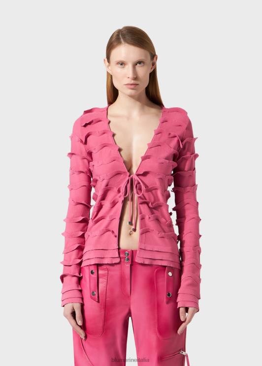 Blumarine donne cardigan lavorato a maglia con volant abbigliamento 0L44T120