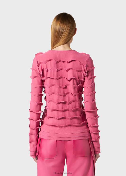 Blumarine donne cardigan lavorato a maglia con volant abbigliamento 0L44T120