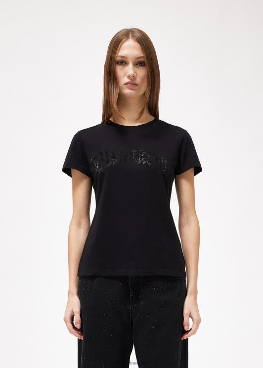 Blumarine donne t-shirt con logo ricamato in strass abbigliamento 0L44T125
