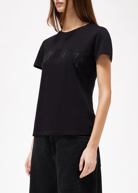 Blumarine donne t-shirt con logo ricamato in strass abbigliamento 0L44T125