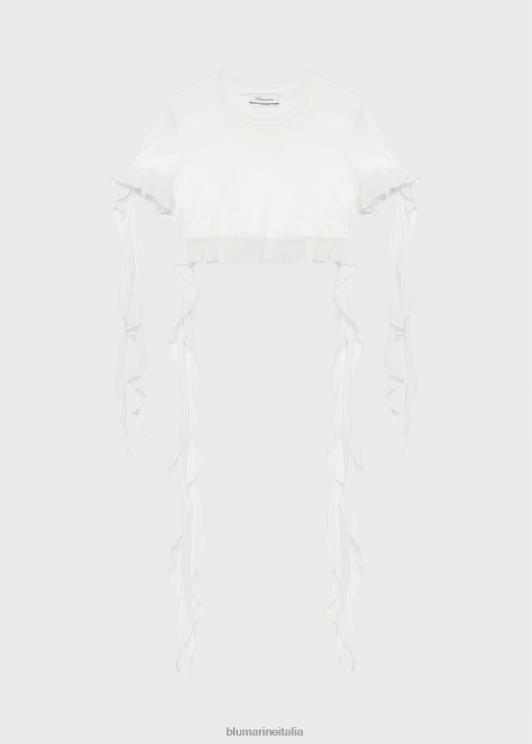 Blumarine donne t-shirt cropped con volant e balze abbigliamento 0L44T89