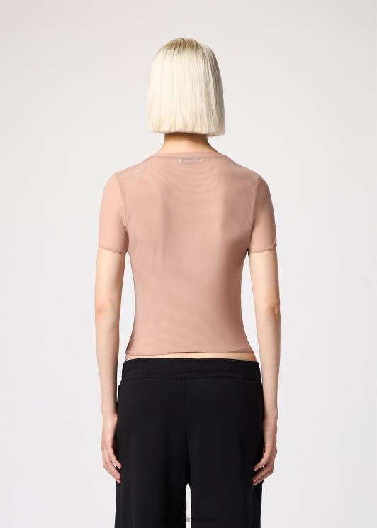 Blumarine donne t-shirt in tulle con ricamo strass abbigliamento 0L44T127