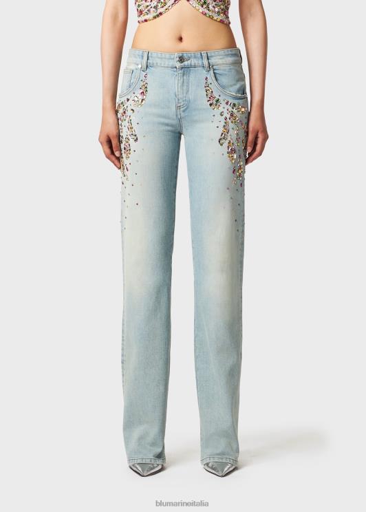 Blumarine donne jeans dalla vestibilità regolare con ricamo cabochon abbigliamento 0L44T171