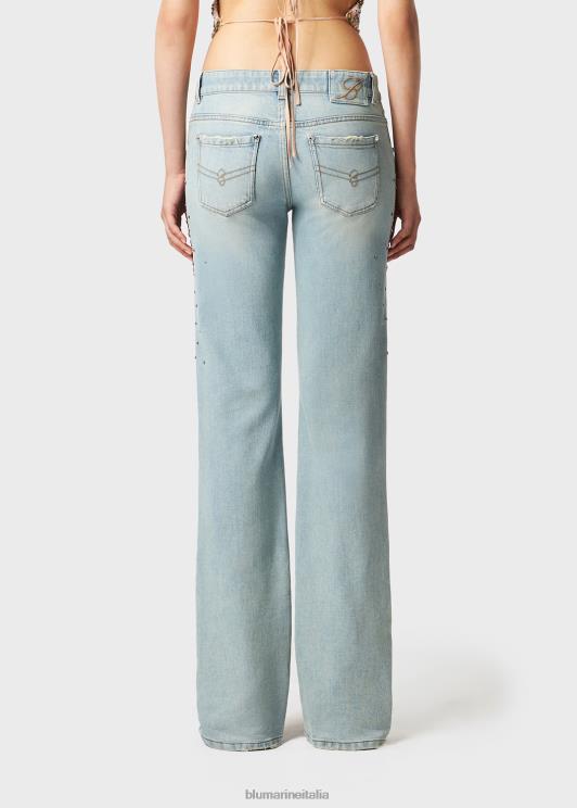 Blumarine donne jeans dalla vestibilità regolare con ricamo cabochon abbigliamento 0L44T171