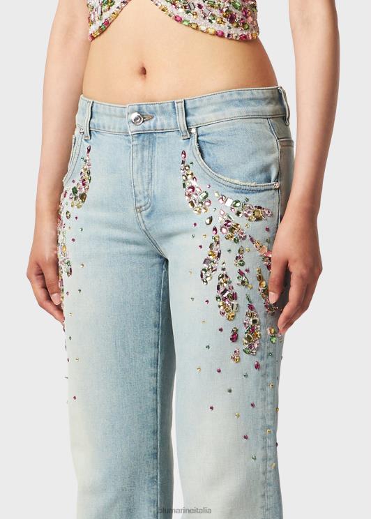 Blumarine donne jeans dalla vestibilità regolare con ricamo cabochon abbigliamento 0L44T171