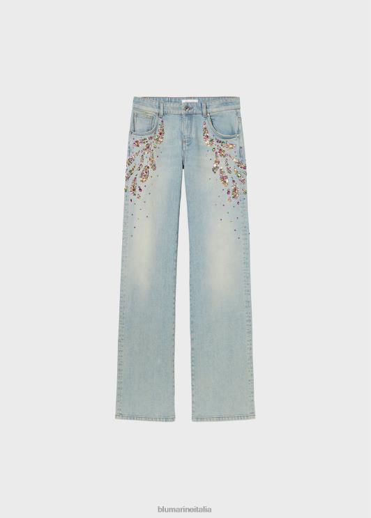 Blumarine donne jeans dalla vestibilità regolare con ricamo cabochon abbigliamento 0L44T171