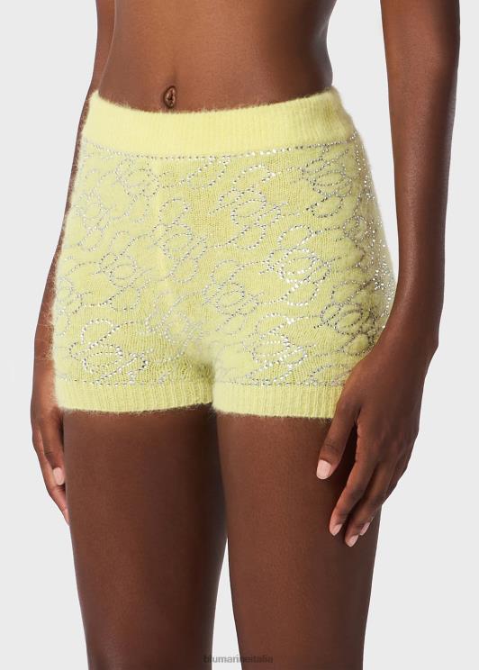 Blumarine donne pantaloncini in maglia con monogramma b ricamato in strass abbigliamento 0L44T174