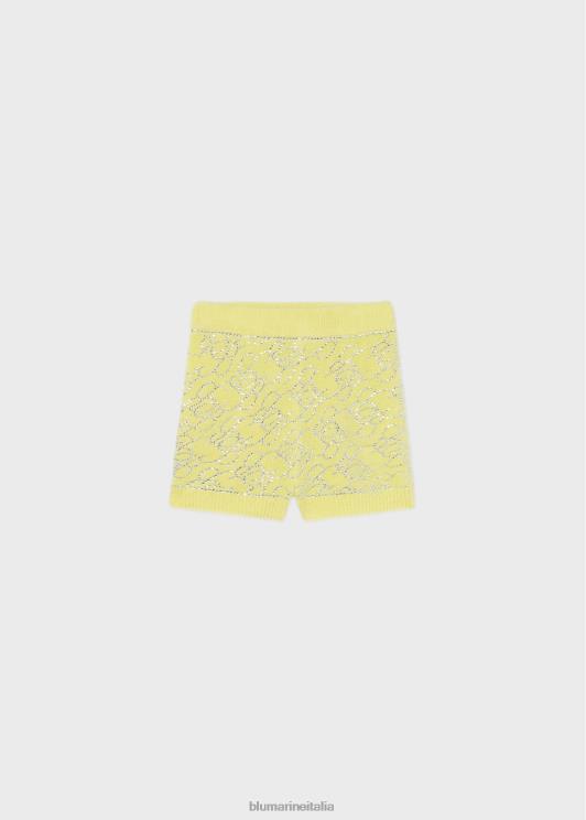 Blumarine donne pantaloncini in maglia con monogramma b ricamato in strass abbigliamento 0L44T174