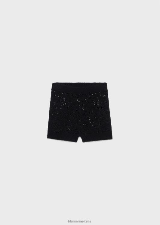 Blumarine donne pantaloncini in maglia con monogramma b ricamato in strass abbigliamento 0L44T175