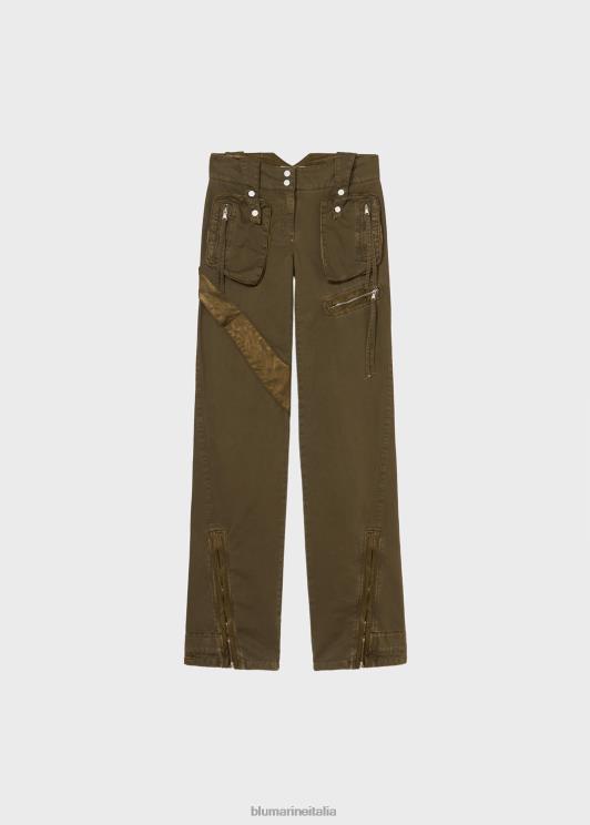 Blumarine donne pantaloni cargo con inserti in raso abbigliamento 0L44T154