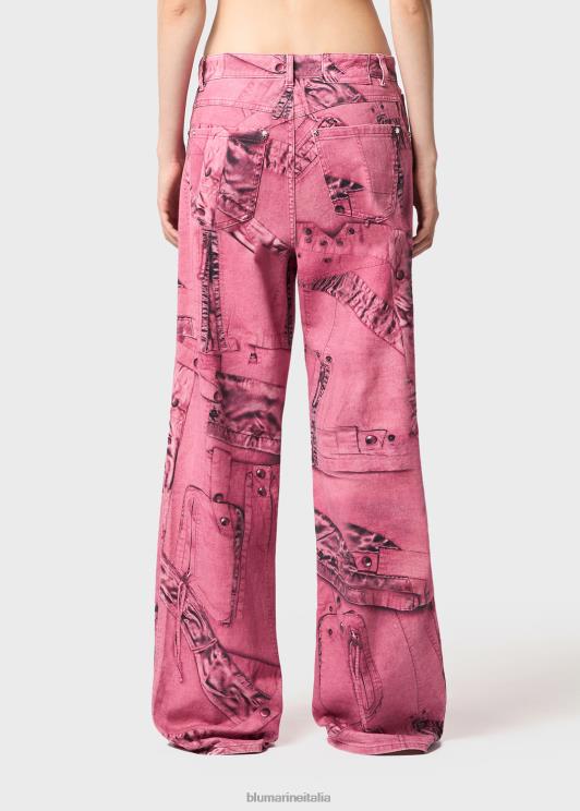 Blumarine donne pantaloni da ragazzo con stampa cargo-patch abbigliamento 0L44T152