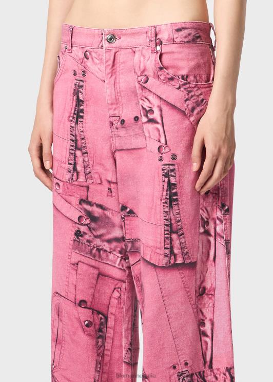 Blumarine donne pantaloni da ragazzo con stampa cargo-patch abbigliamento 0L44T152