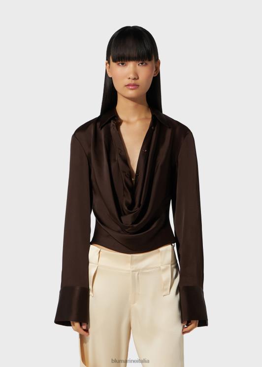 Blumarine donne Blusa con collo ad anello in raso abbigliamento 0L44T63