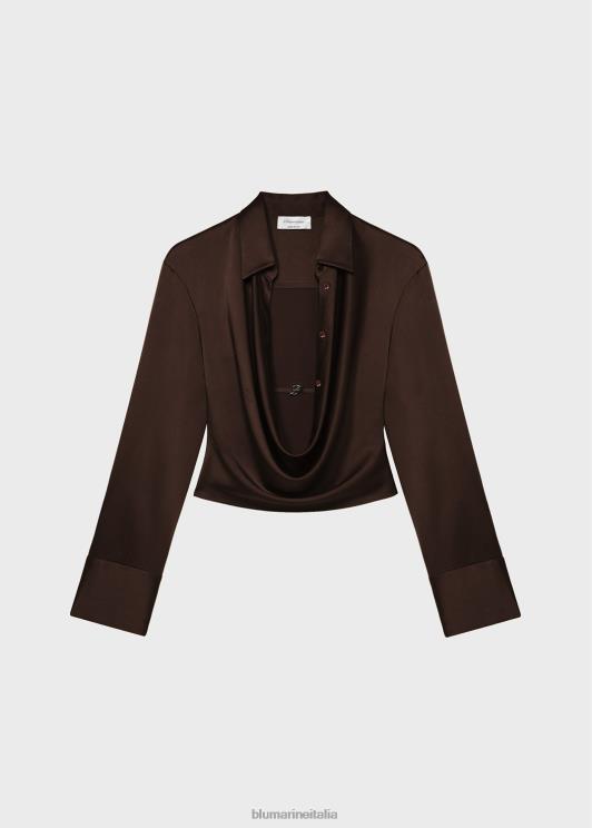 Blumarine donne Blusa con collo ad anello in raso abbigliamento 0L44T63