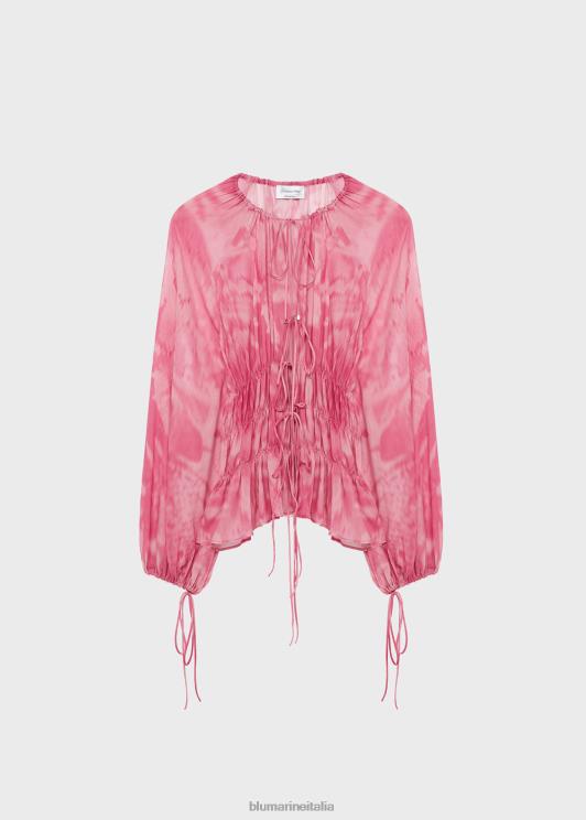 Blumarine donne blusa in georgette con stampa cargo pitone abbigliamento 0L44T69