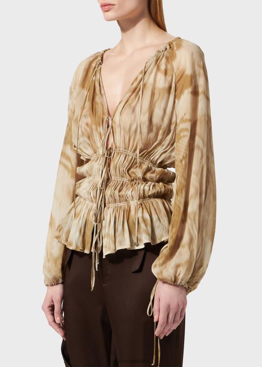 Blumarine donne blusa in georgette con stampa cargo pitone abbigliamento 0L44T70