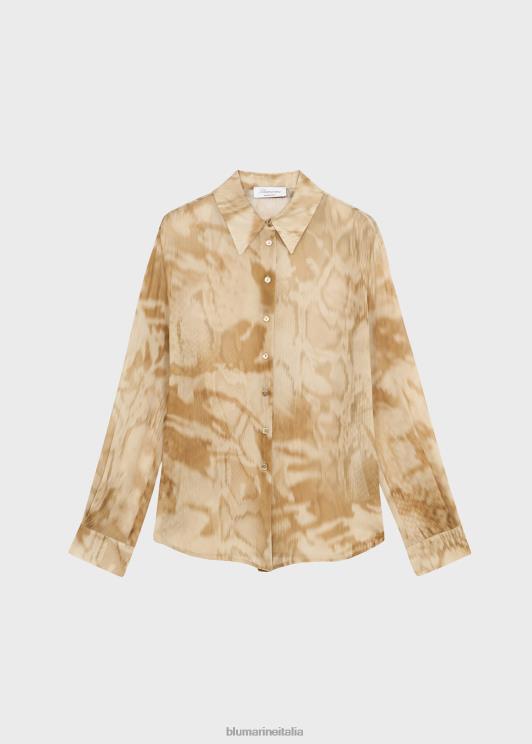 Blumarine donne camicia in georgette con stampa cargo patch abbigliamento 0L44T65