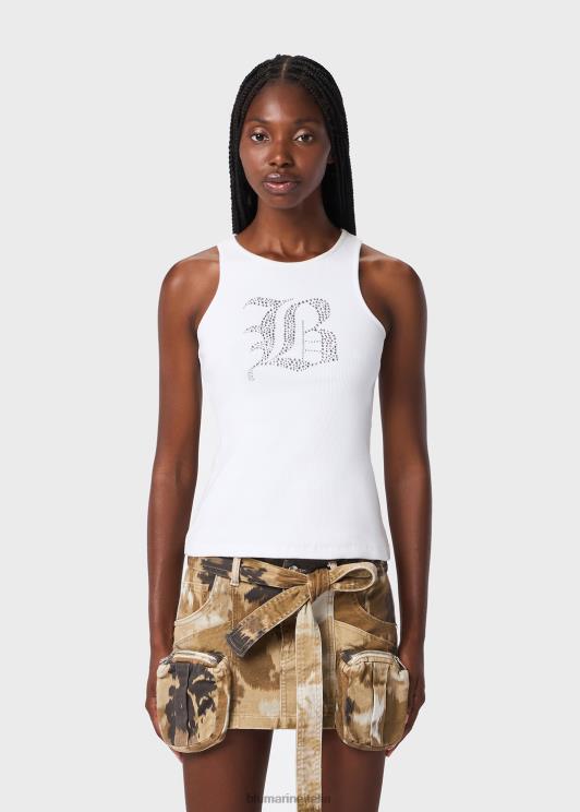 Blumarine donne canotta a coste con ricamo di strass gotici abbigliamento 0L44T99