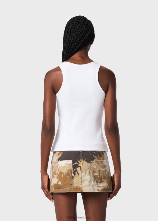 Blumarine donne canotta a coste con ricamo di strass gotici abbigliamento 0L44T99