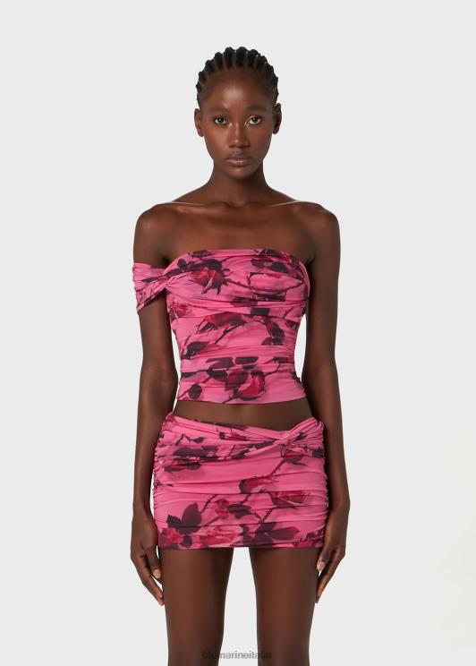 Blumarine donne top con spalle scoperte con stampa rose torchon abbigliamento 0L44T72