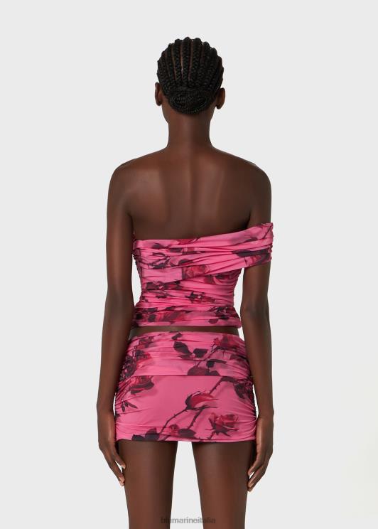 Blumarine donne top con spalle scoperte con stampa rose torchon abbigliamento 0L44T72