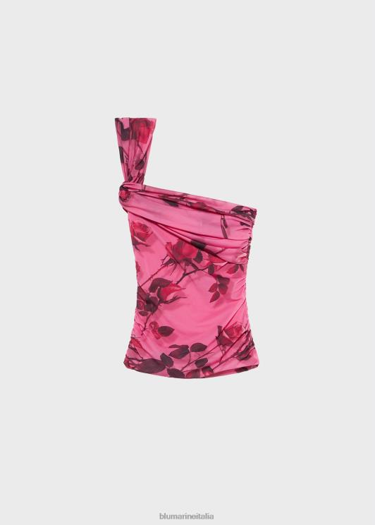 Blumarine donne top con spalle scoperte con stampa rose torchon abbigliamento 0L44T72