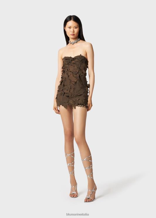 Blumarine donne abito a corsetto con rose tagliate al laser abbigliamento 0L44T3