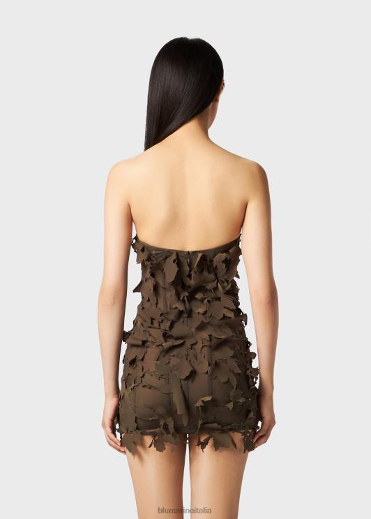 Blumarine donne abito a corsetto con rose tagliate al laser abbigliamento 0L44T3