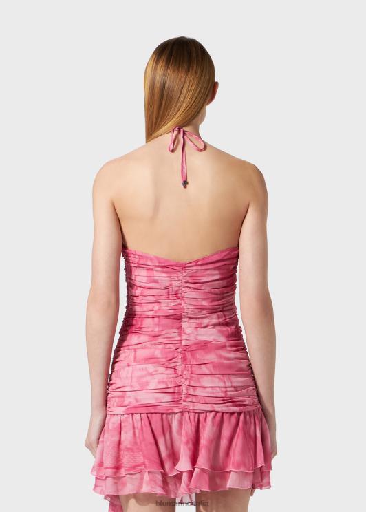 Blumarine donne abito con volant con stampa pitone mimetica abbigliamento 0L44T11