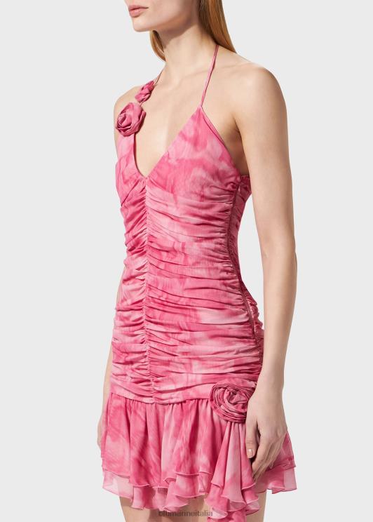 Blumarine donne abito con volant con stampa pitone mimetica abbigliamento 0L44T11