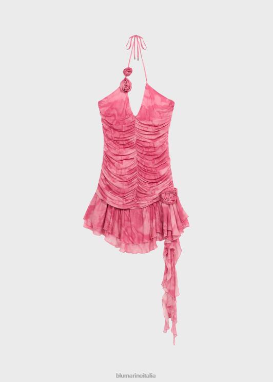Blumarine donne abito con volant con stampa pitone mimetica abbigliamento 0L44T11
