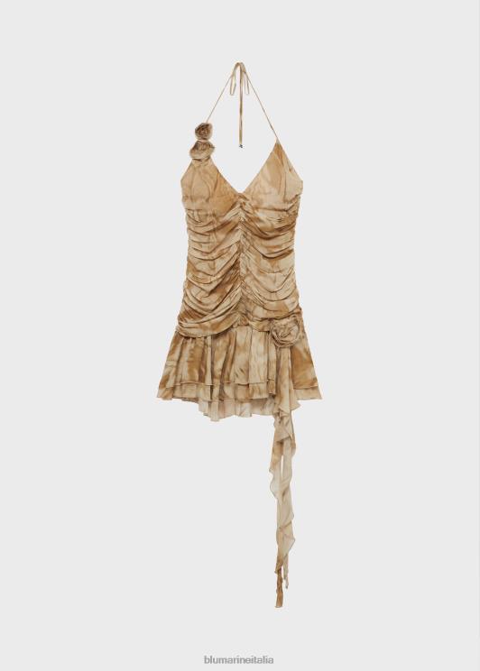 Blumarine donne abito con volant con stampa pitone mimetica abbigliamento 0L44T12