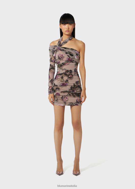 Blumarine donne abito corto monospalla in jersey con stampa rose torchon abbigliamento 0L44T10