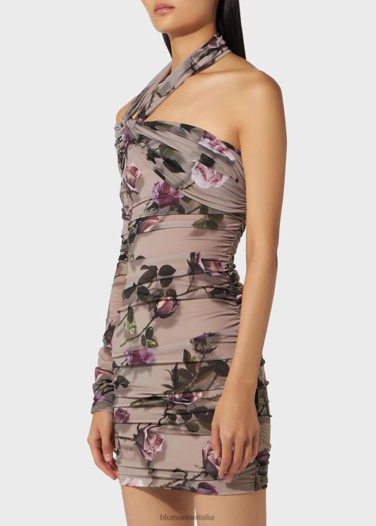 Blumarine donne abito corto monospalla in jersey con stampa rose torchon abbigliamento 0L44T10