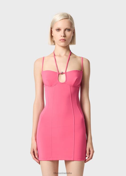 Blumarine donne abito in jersey con cut-out e monogramma b abbigliamento 0L44T32